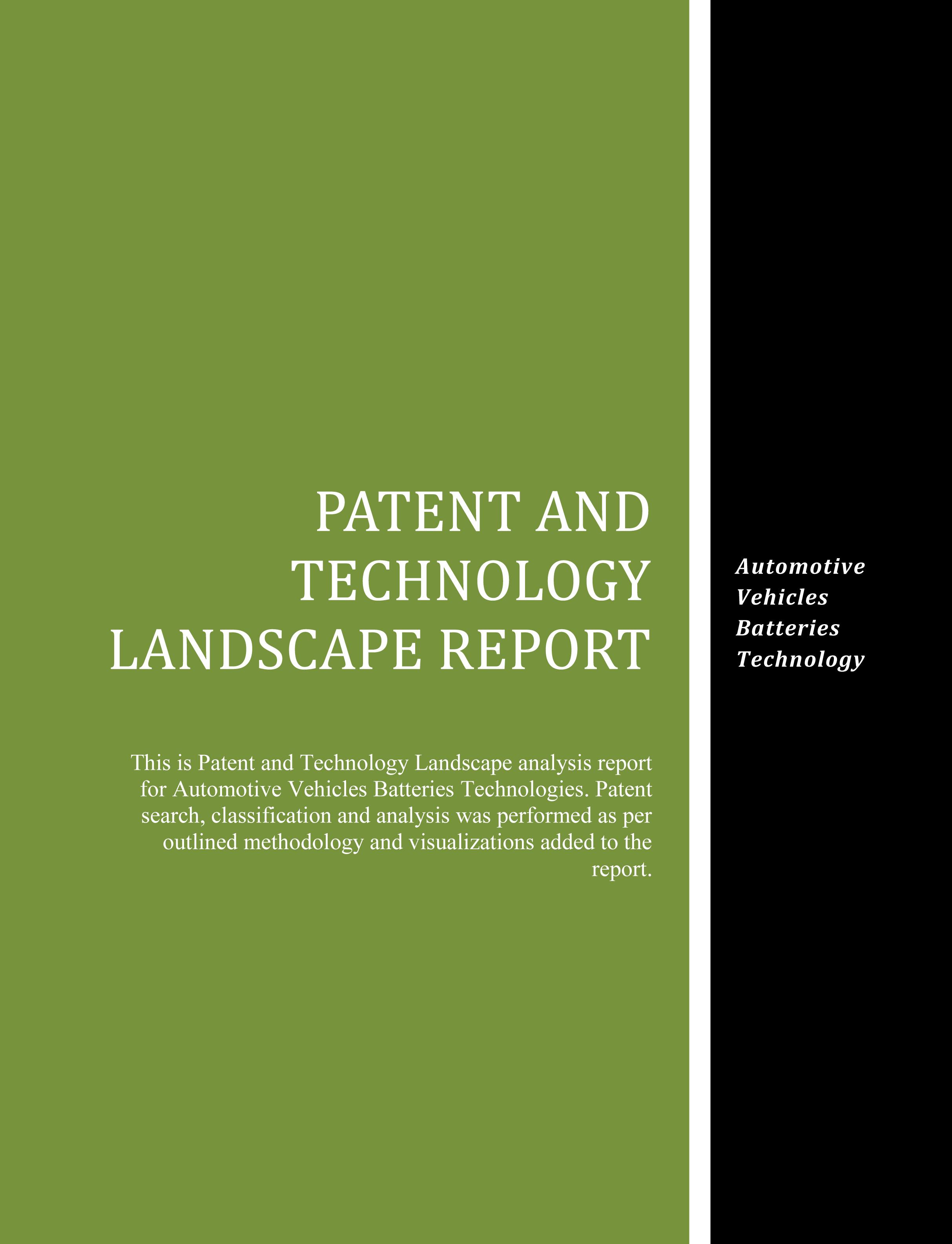 Automotive Vehicles Batteries Patent Technology Landscape Report